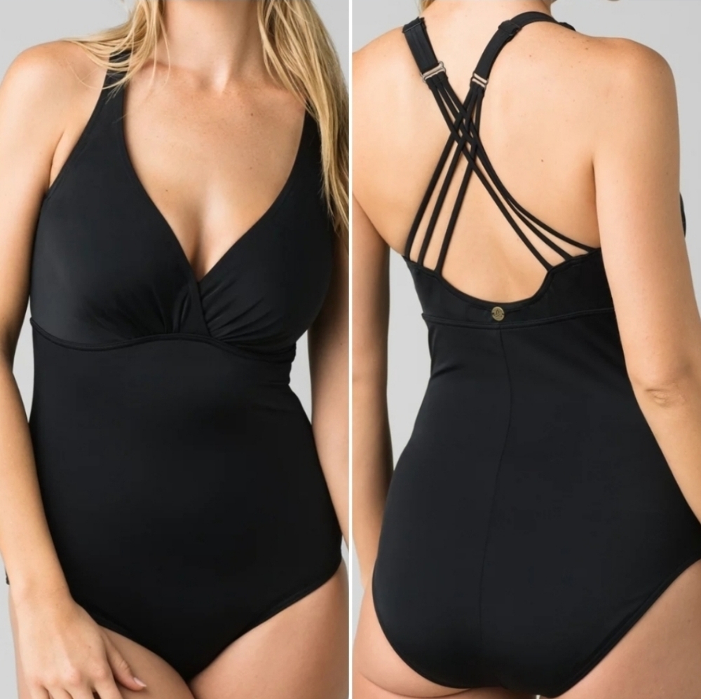 Prana Kayana One Piece Solid Black Swimsuit